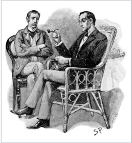 シドニー・パジェット画・シャーロックホームズ（向かって右）とワトソン博士（左）